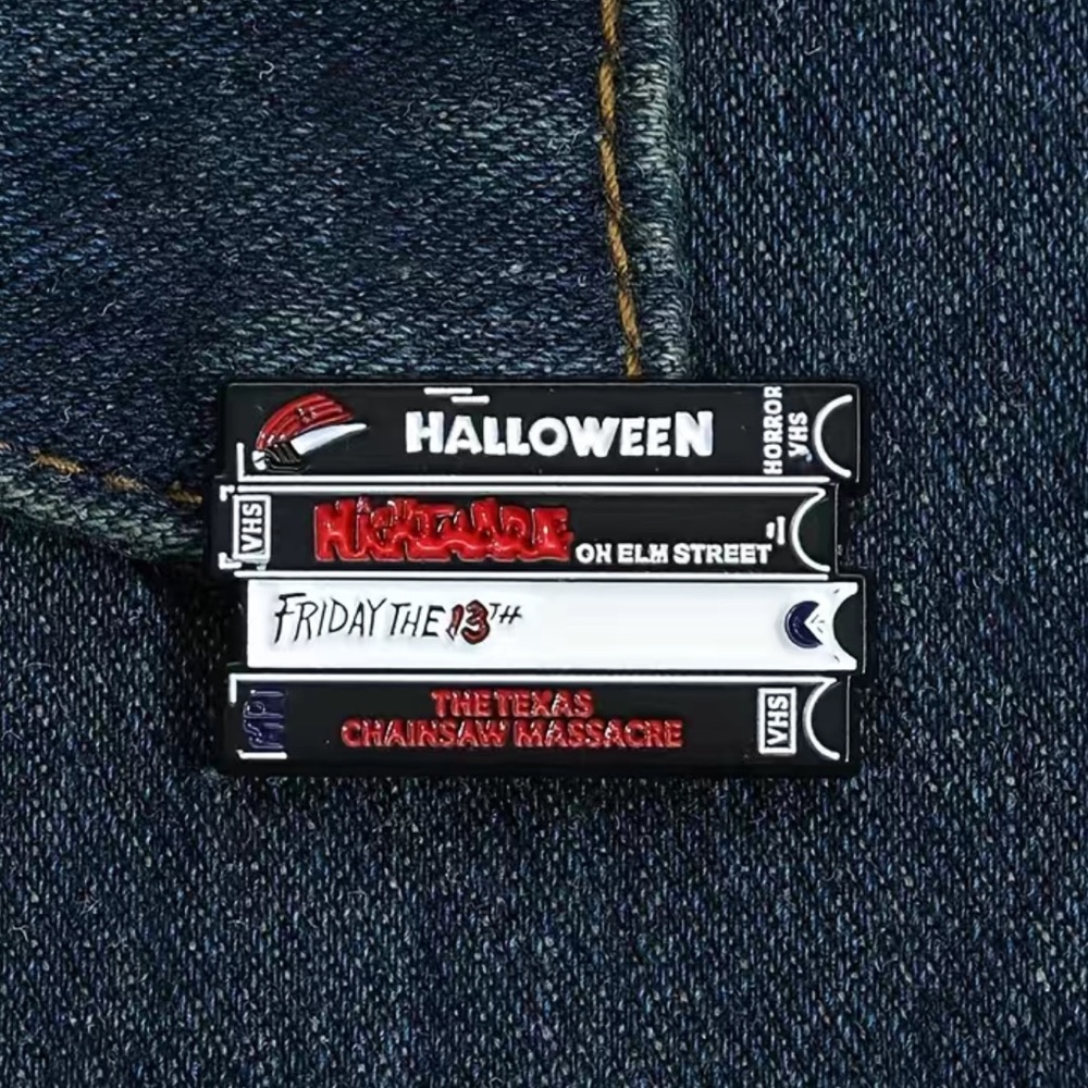 Horror Film Series Brooch  Video‎ Tape Halloween Movie Badge Backpacks Jackets